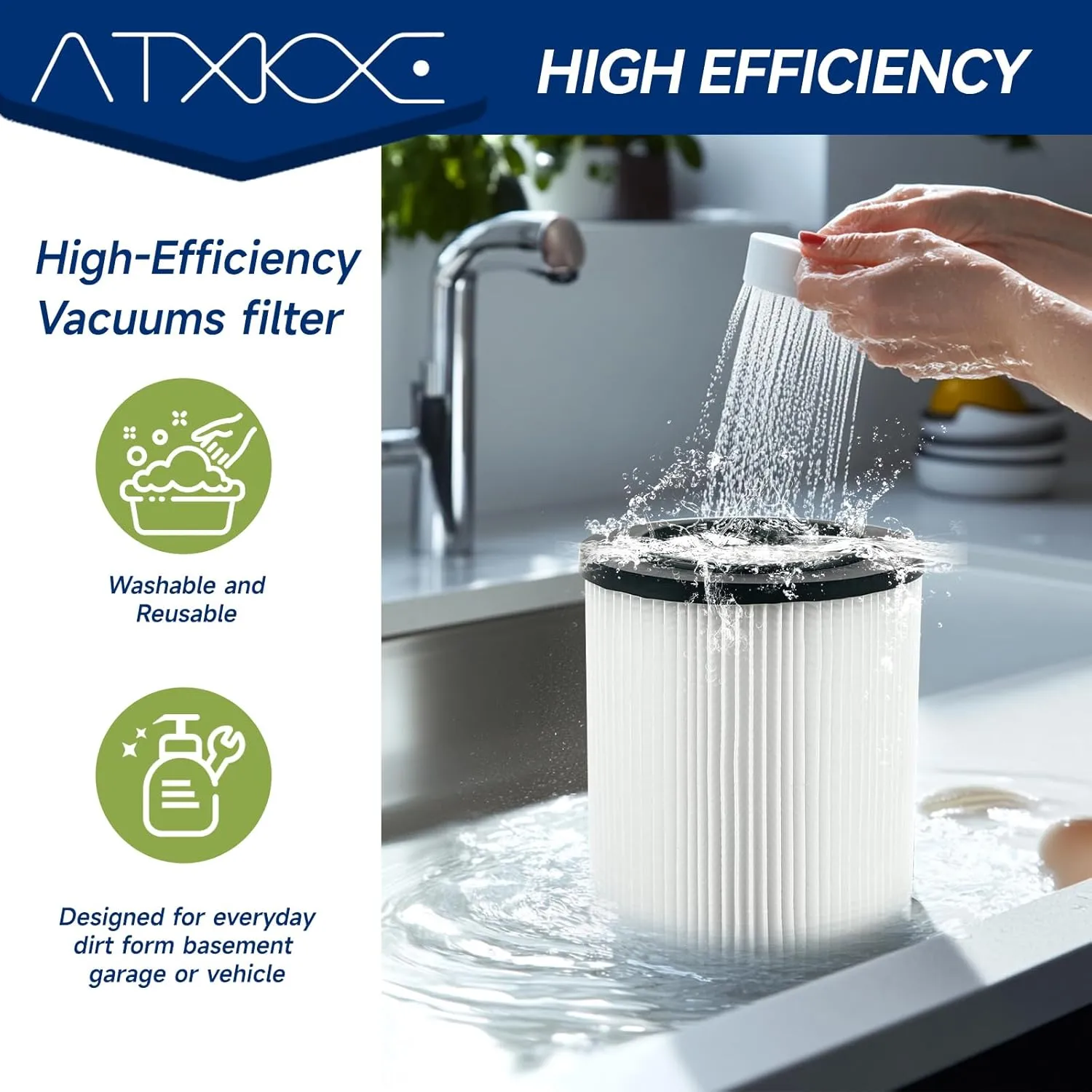 ATXKXE VF4000 General Standard Replacement Filter for 72947 Wet Dry 5 to 20 Gal,2 Pack VF4000 Filters   4 Pack VF3502 Bags