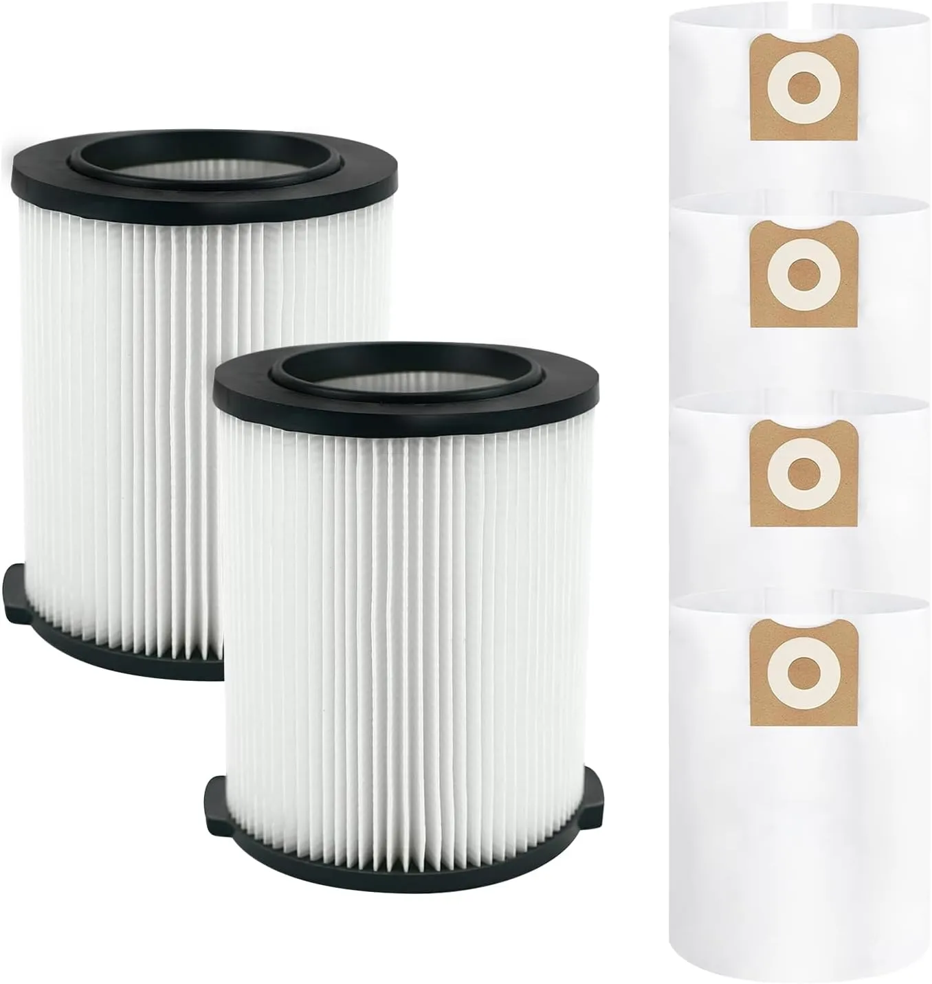 ATXKXE VF4000 General Standard Replacement Filter for 72947 Wet Dry 5 to 20 Gal,2 Pack VF4000 Filters   4 Pack VF3502 Bags