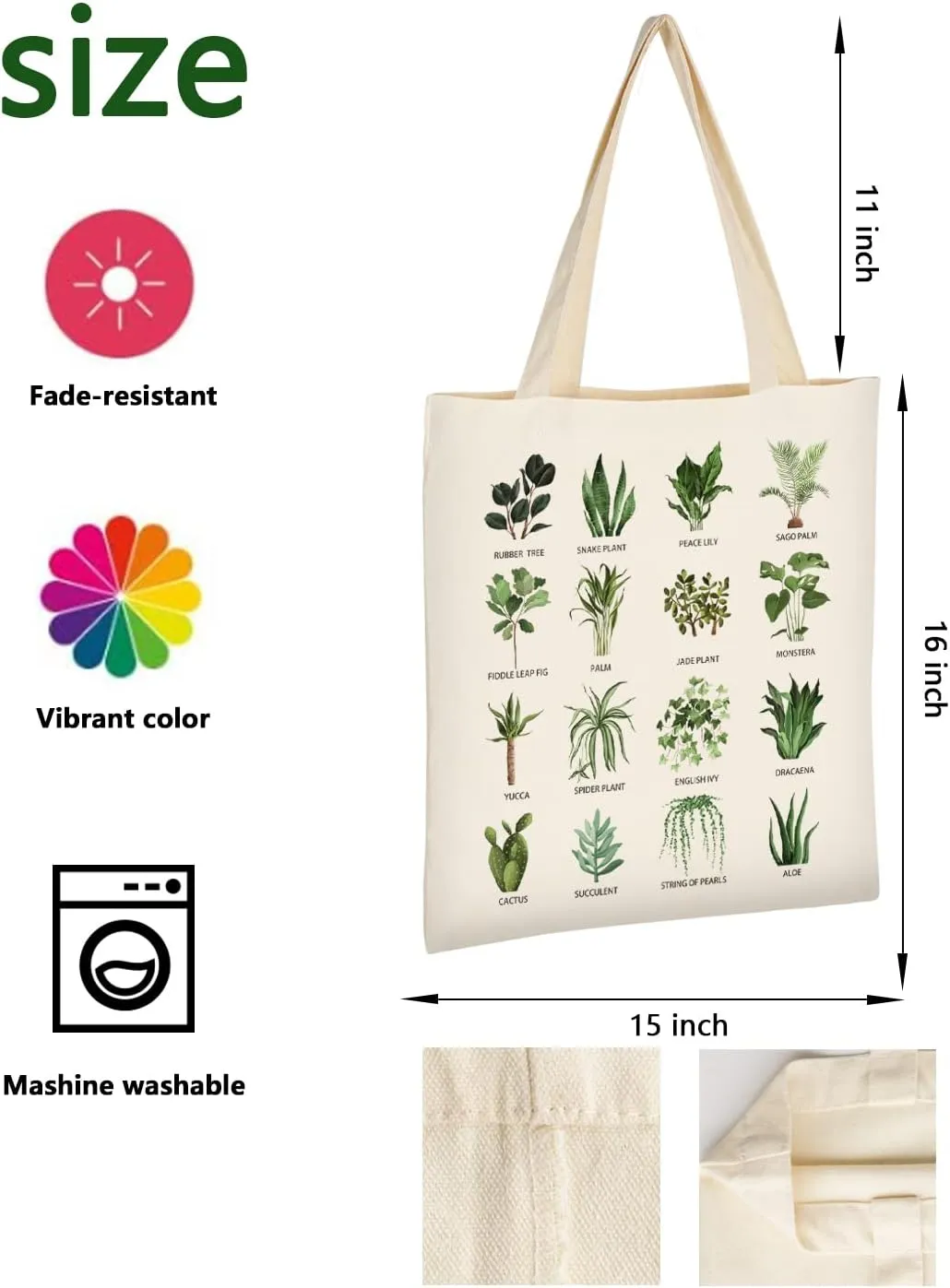 AUSVKAI Canvas Tote Bag Aesthetic for Women, Cute Reusable Cloth Cotton Bags for Shopping Beach Grocery