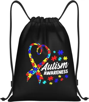 Autism Awareness Drawstring Bags Autism Adjustable Bags Backpack for Sports, Gym, Yoga,Travel, Swimming, Beach