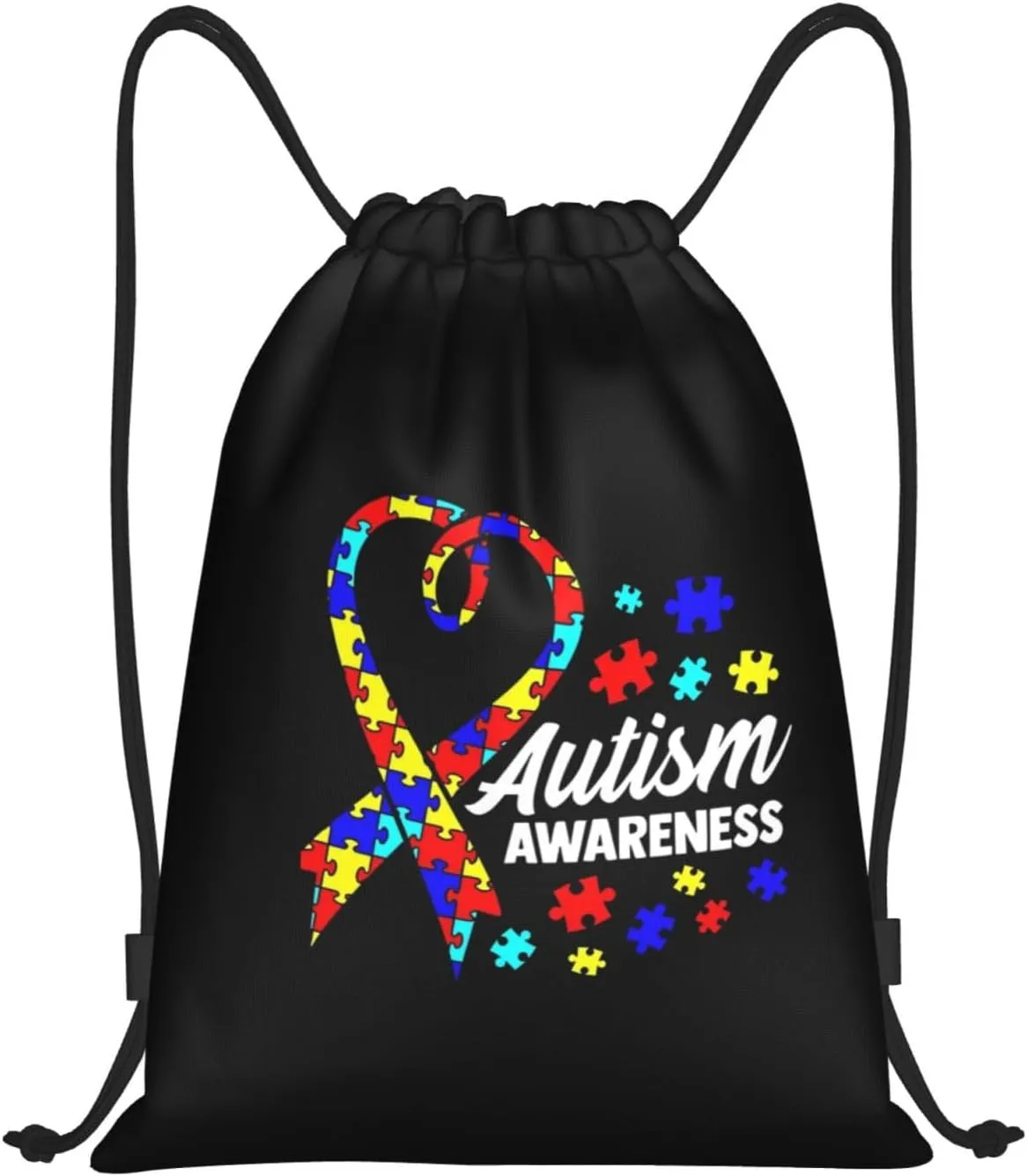 Autism Awareness Drawstring Bags Autism Adjustable Bags Backpack for Sports, Gym, Yoga,Travel, Swimming, Beach
