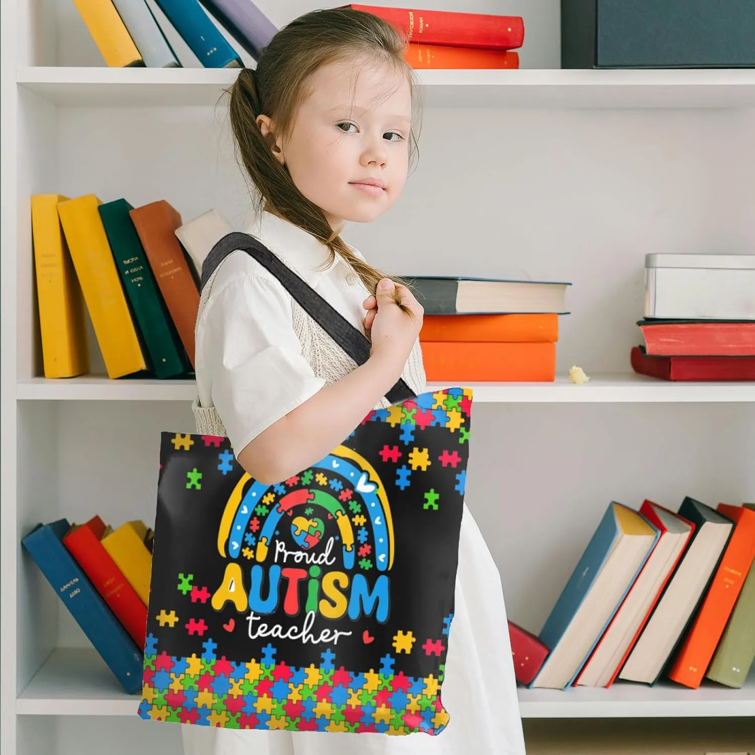 Autism Awareness Gifts For Autism Teacher,Autism Tote Bag Handbag Reusable Shopping Grocery Bags Teacher Gifts