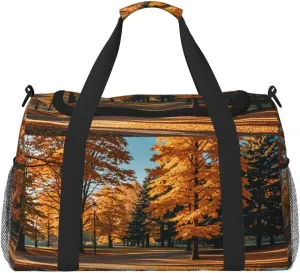 Autumn Radiance Print Travel Duffel Bag for Men & Women, Foldable Travel Bags and Spacious Weekender Tote Bag for Storage Toiletry Luggage Personal Item
