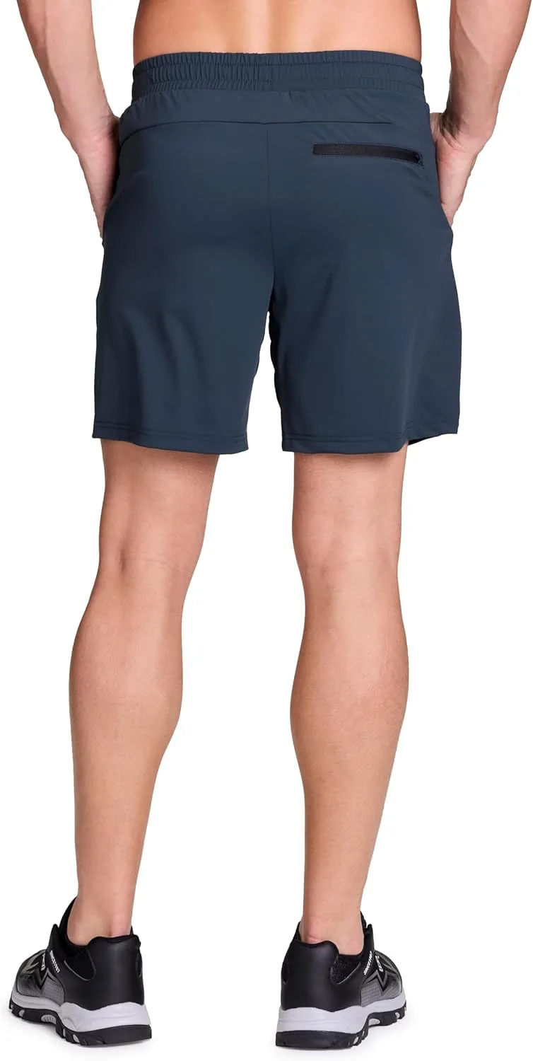 Avalanche Gym Shorts for Men, Breathable Stretch Jersey Quick Drying Workout Hiking Shorts with Pockets