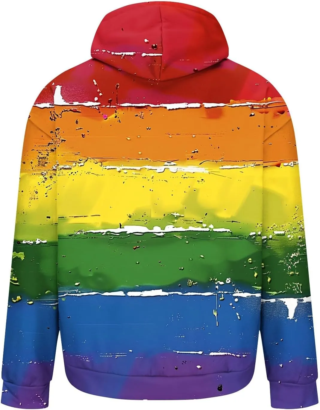 Aymnlox Mens 2024 Fashion Sweatshirts Color Block Long Sleeve Hooded Sweatshirt Loose Drawstring Soft Fit Casual Pullovers