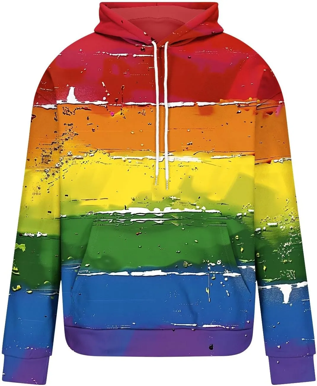 Aymnlox Mens 2024 Fashion Sweatshirts Color Block Long Sleeve Hooded Sweatshirt Loose Drawstring Soft Fit Casual Pullovers