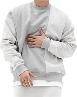 Aymnlox Mens Fall Sweatshirts Relaxed Fit Solid Color Pullover Long Sleeve Crewneck Sweatshirt Fall Casual Warm Cotton Tops
