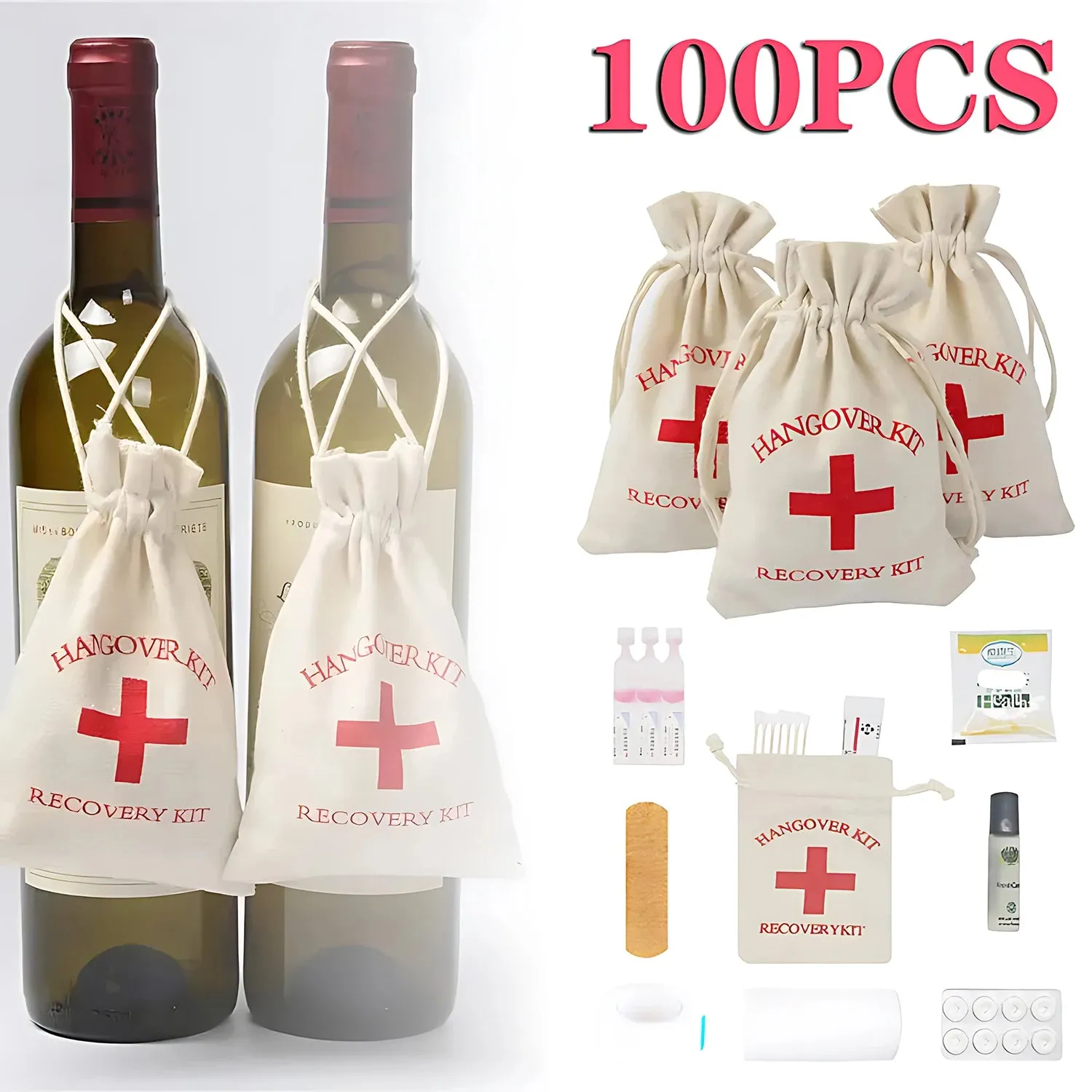 Bachelorette Party Hangover Kit Bags - 100 Pcs