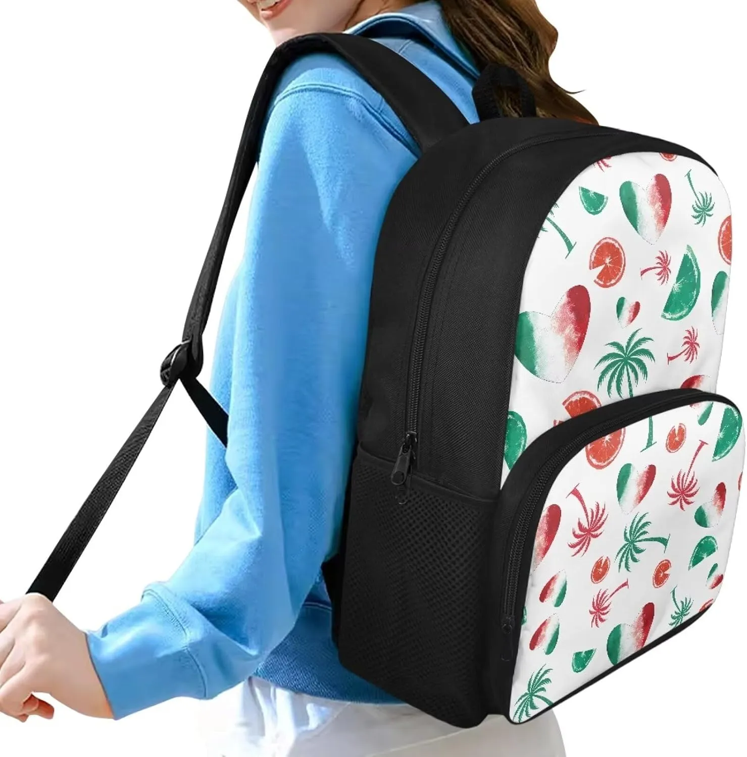 Backpack for Women Large Capacity with 1 Main Compartment and Side Pockets Italian Style Print Spacious Durable Daypack Facilitate Storage for Job Interview Travel Work