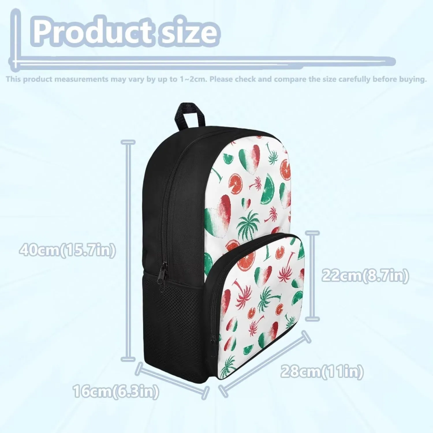 Backpack for Women Large Capacity with 1 Main Compartment and Side Pockets Italian Style Print Spacious Durable Daypack Facilitate Storage for Job Interview Travel Work