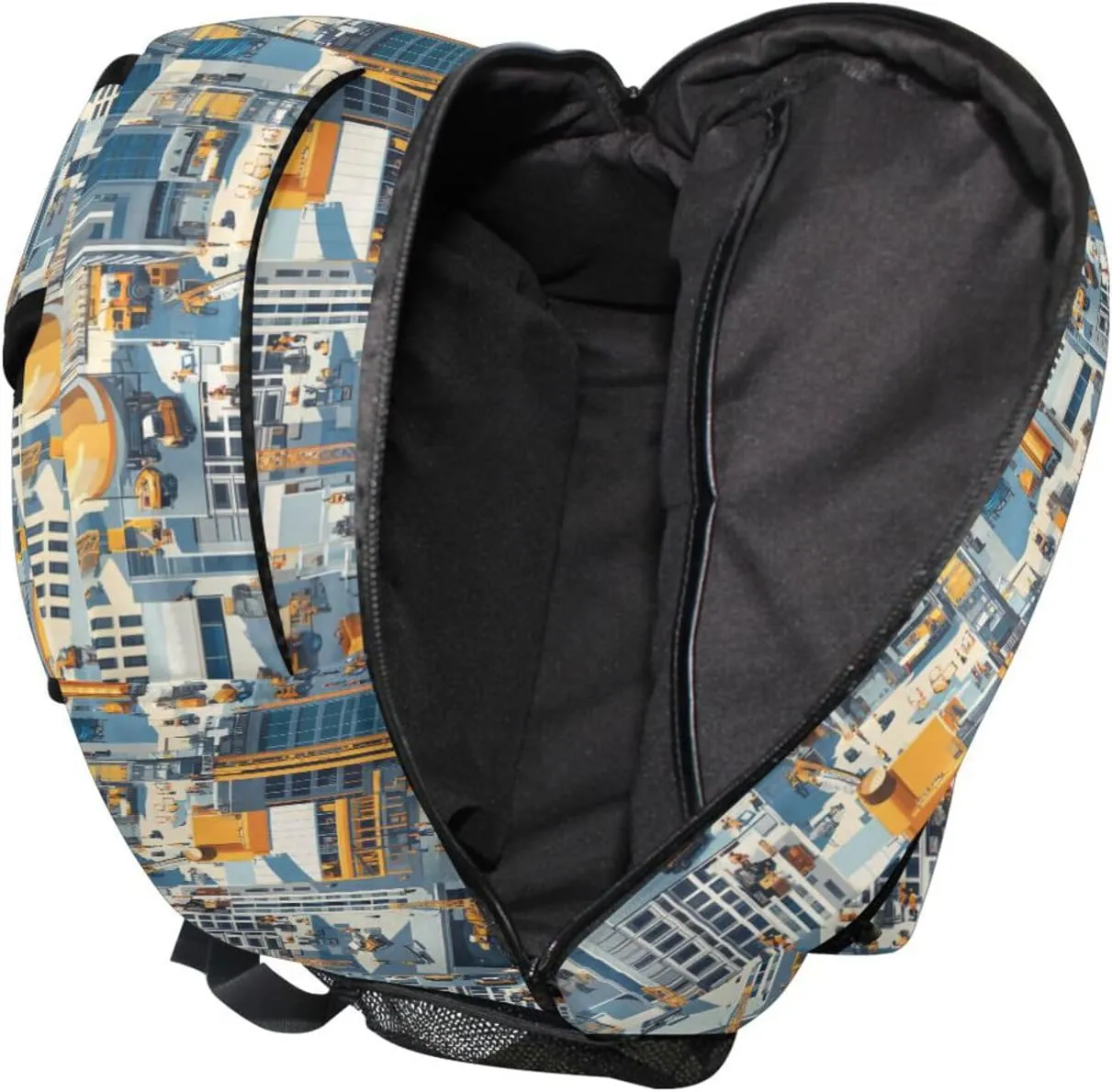 Backpack for Women Men Fashion Stylish Travel Bags with Chest Strap for Travel Trip Construction Scene Build Tall Buildings Bulldozer