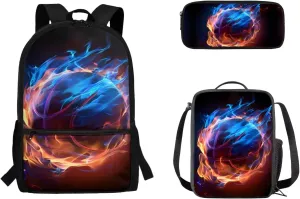 Backpack With Lunch Box Bookbags for 6Th Grade Girls School Bag,Basketball 3-in-1 Bookbag Set for Teen Girls Boys Schoolbag Elementary Preschool Bookbag