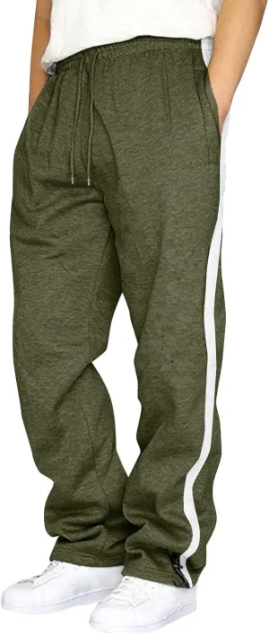 Baggy Sweatpants Men Drawstring Elastic Waist Heavyweight Casual Trousers with Pocket Straight Leg Running Track Pant