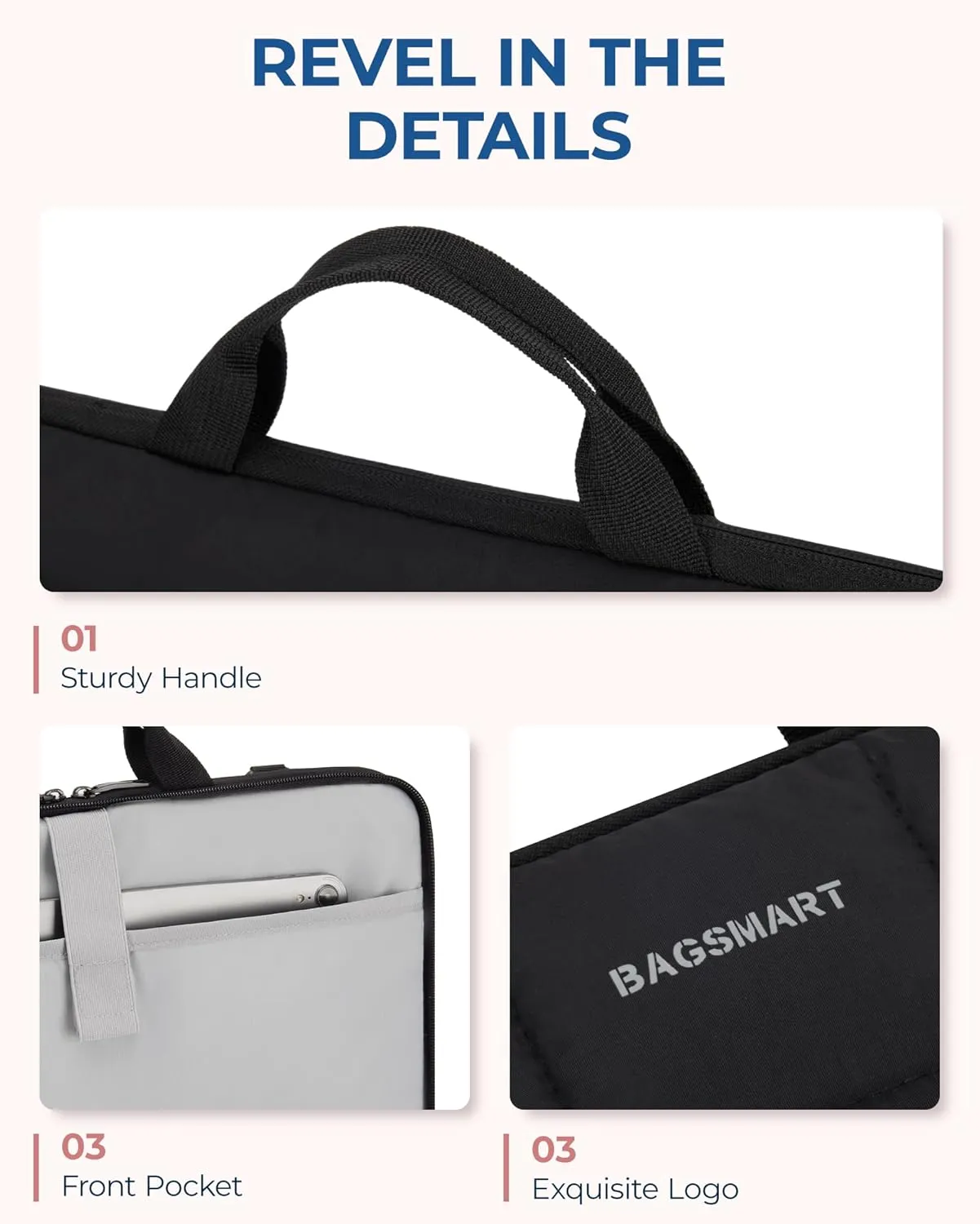 BAGSMART 15-16 inch Laptop Case Sleeve with Strap, Fluffy Padded Laptop Bag with Handle, Macbook Case Sleeve Fitted with Macbook Air/Pro 15.6 inch, Laptop Cover Fitted with Dell, HP, Lenovo