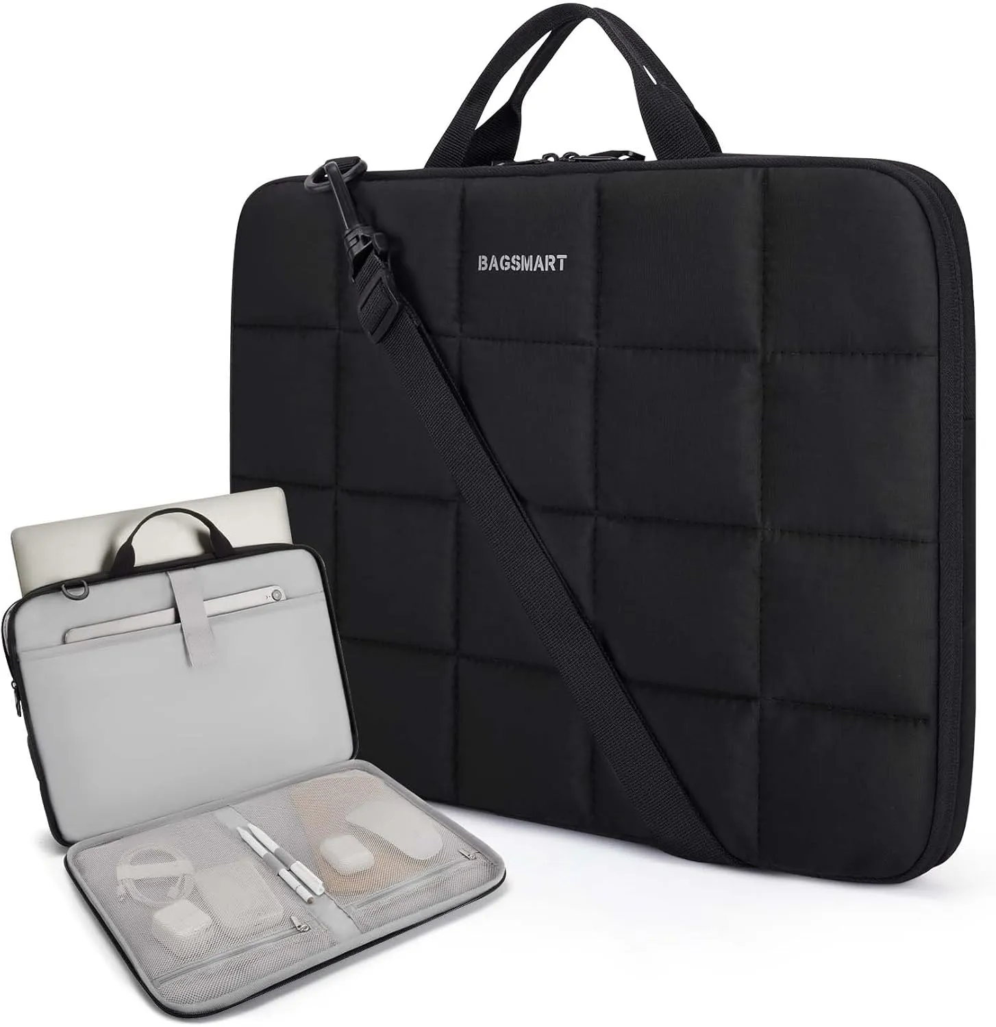 BAGSMART 15-16 inch Laptop Case Sleeve with Strap, Fluffy Padded Laptop Bag with Handle, Macbook Case Sleeve Fitted with Macbook Air/Pro 15.6 inch, Laptop Cover Fitted with Dell, HP, Lenovo