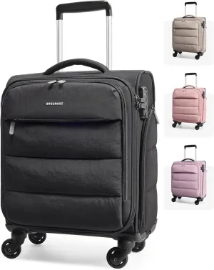 BAGSMART Underseat Carry on Luggage with Wheels, Soft Underseat Travel Luggage with PVC Wet/Dry Pockets, Lightweight Soft Personal Item Suitcase for Short Trip, Black