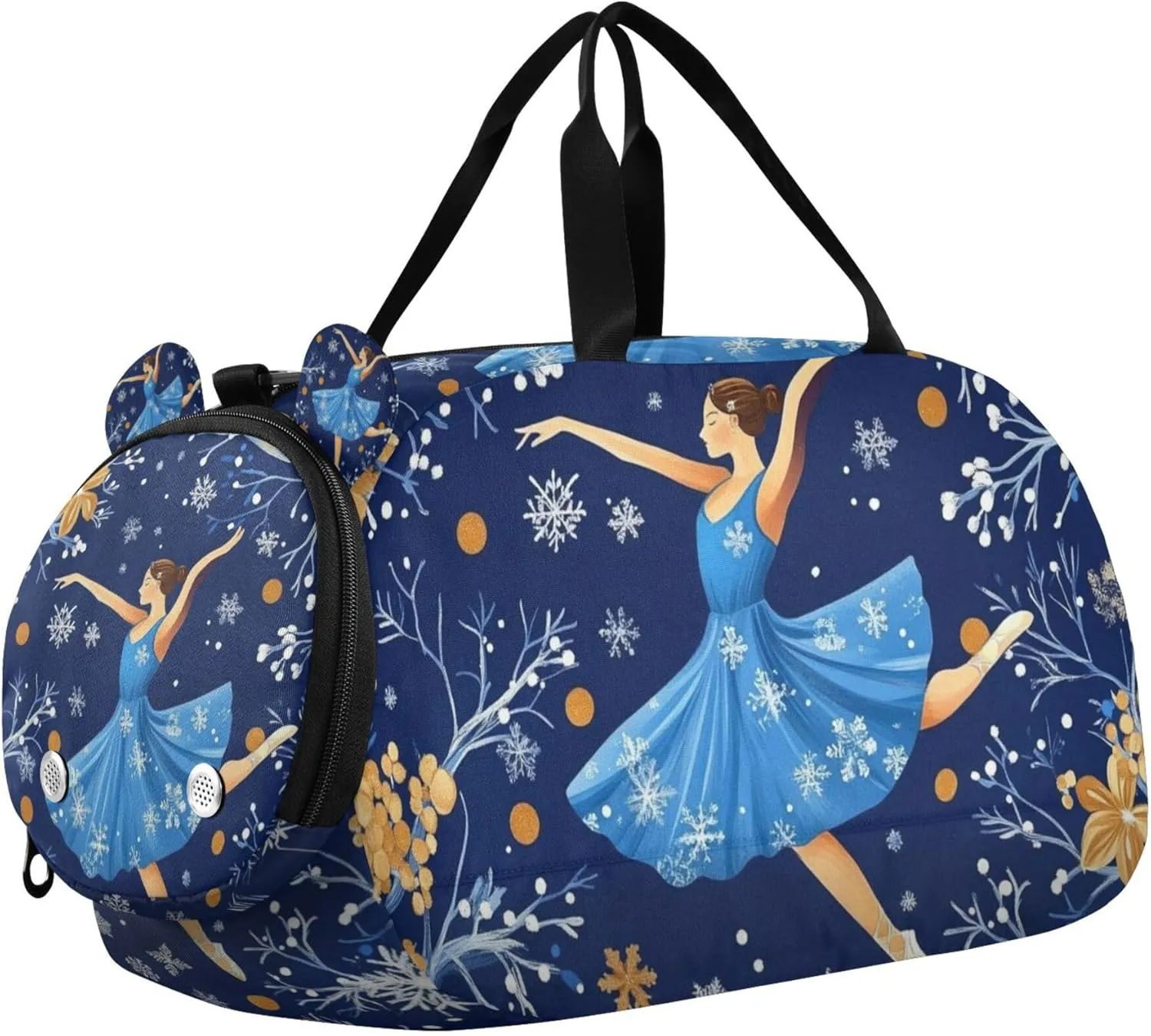 Ballet Dancer in Blue Ballet Skirt Sports Duffle Bag for Kids Girls Boys, Gym Bag with Shoe Compartments, Kids Travel Overnight Weekender Shoulder Bag