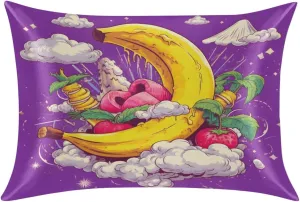 Banana Moon Silk Pillowcase Standard Size Satin Pillowcase for Hair and Skin Silk Pillow Cases with Zipper Cooling Satin Pillow Cases 20”x26” Silky Pillow Cover Decor for Bedroom, Sofa