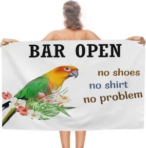Bar Open No Shoes No Shirt Beach Towel Sand Free 31x51 Soft Microfiber Cruises Spa Beach Travel Towels Rustic Summer Retro Sunset Drinking Bath Towel Bachelorette Party Favor Beach Accessories Gifts