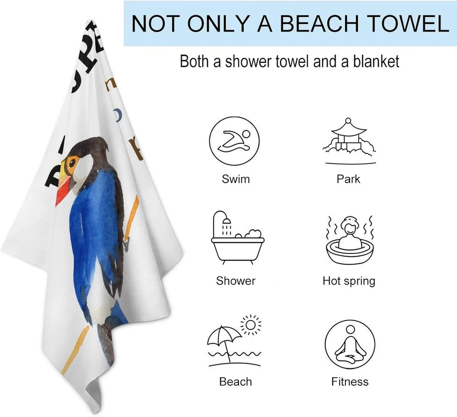 Bar Open No Shoes No Shirt No Problem Beach Towels Soft Absorbent Pre-Washed Travel Towel Rustic Beer Bar Club Glass Parrot Beach Blanket 31x51 Inch for Adults, Men, Women