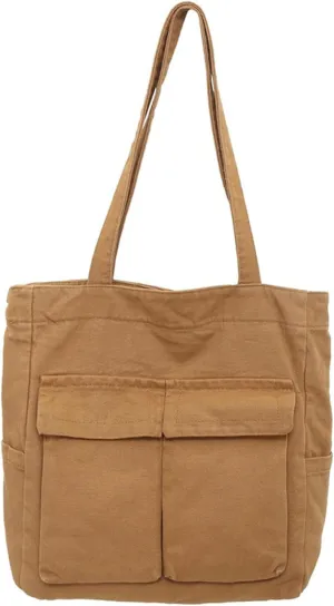 Barsine Book Tote Bags for Women Men Large Canvas Handbags Casual Shoulder Hobo Purse for Travel Beach Work