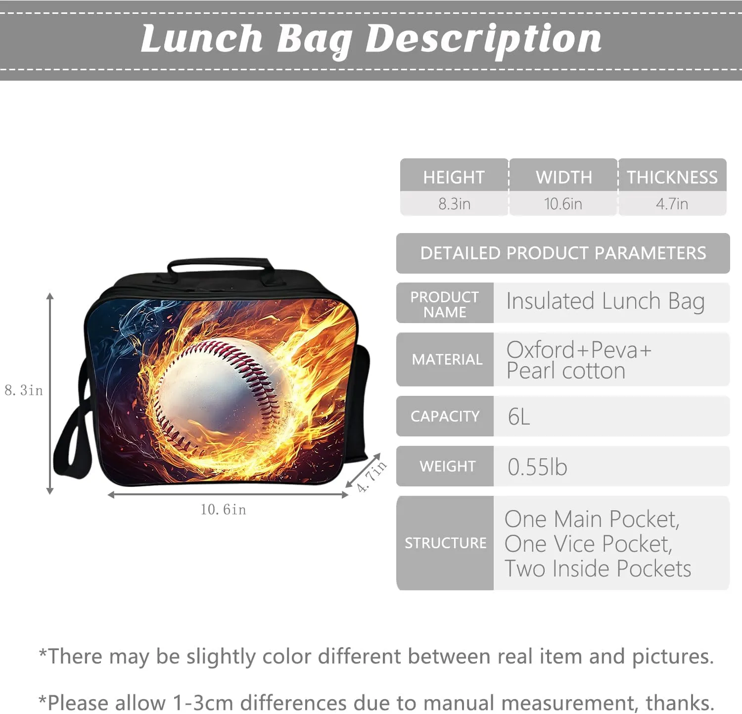 Baseball Backpack Kids Sports Bookbag 16inch Schoolbag With Lunch Box Bag And Pencil Case Set For Boys Girls
