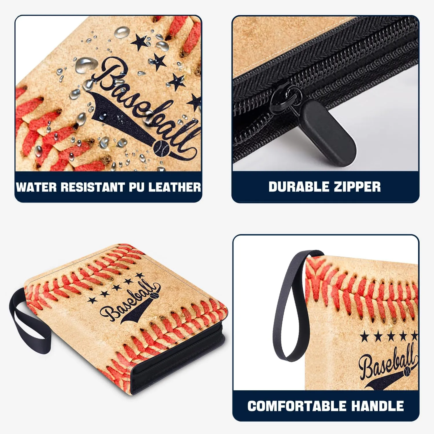 Baseball Card Binder with 900 Pockets, Sports Trading Card Binder, Collectible Trading Card Albums with 50 Pages Card Sleeves to Organize and Protect Baseball Trading Cards for Collectors