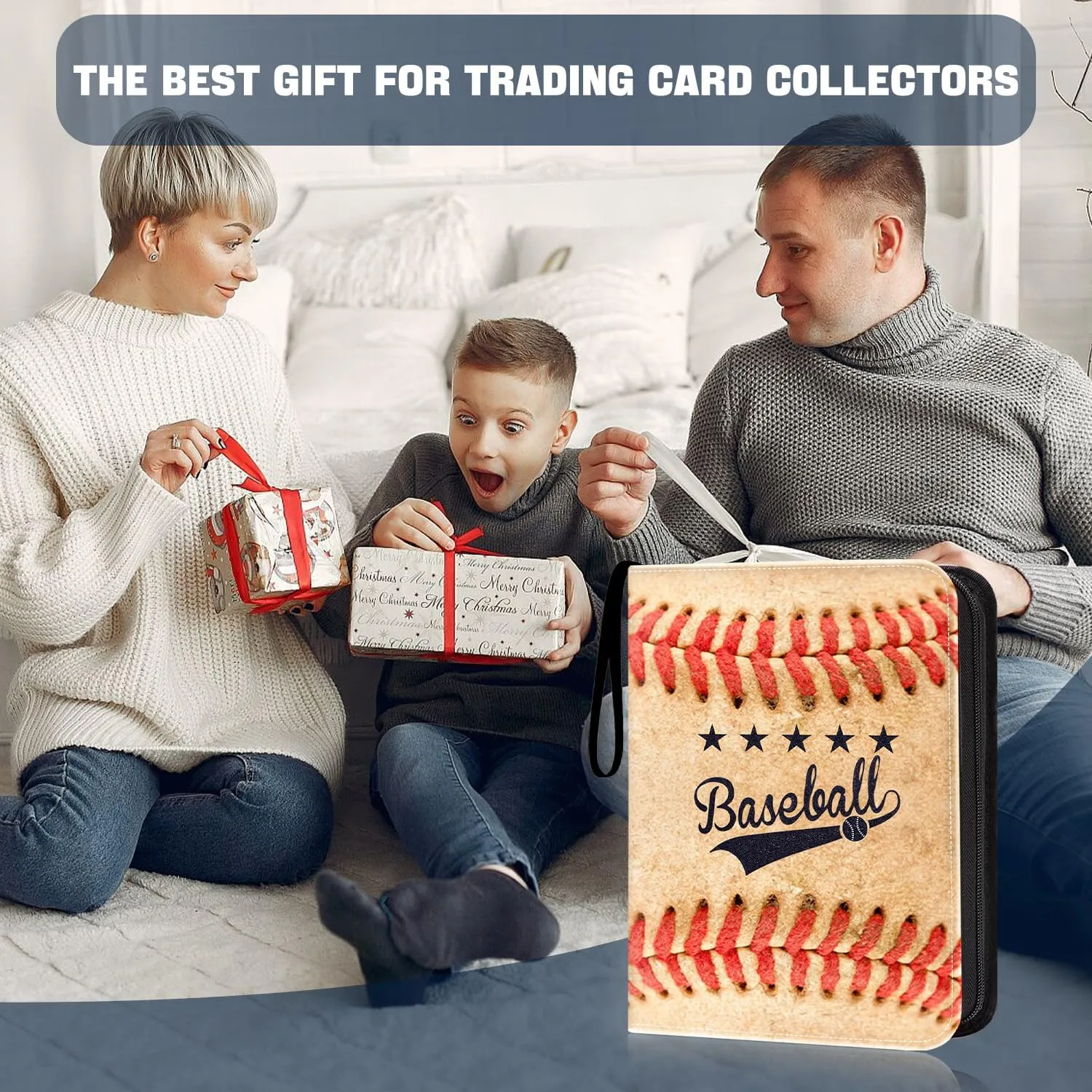 Baseball Card Binder with 900 Pockets, Sports Trading Card Binder, Collectible Trading Card Albums with 50 Pages Card Sleeves to Organize and Protect Baseball Trading Cards for Collectors