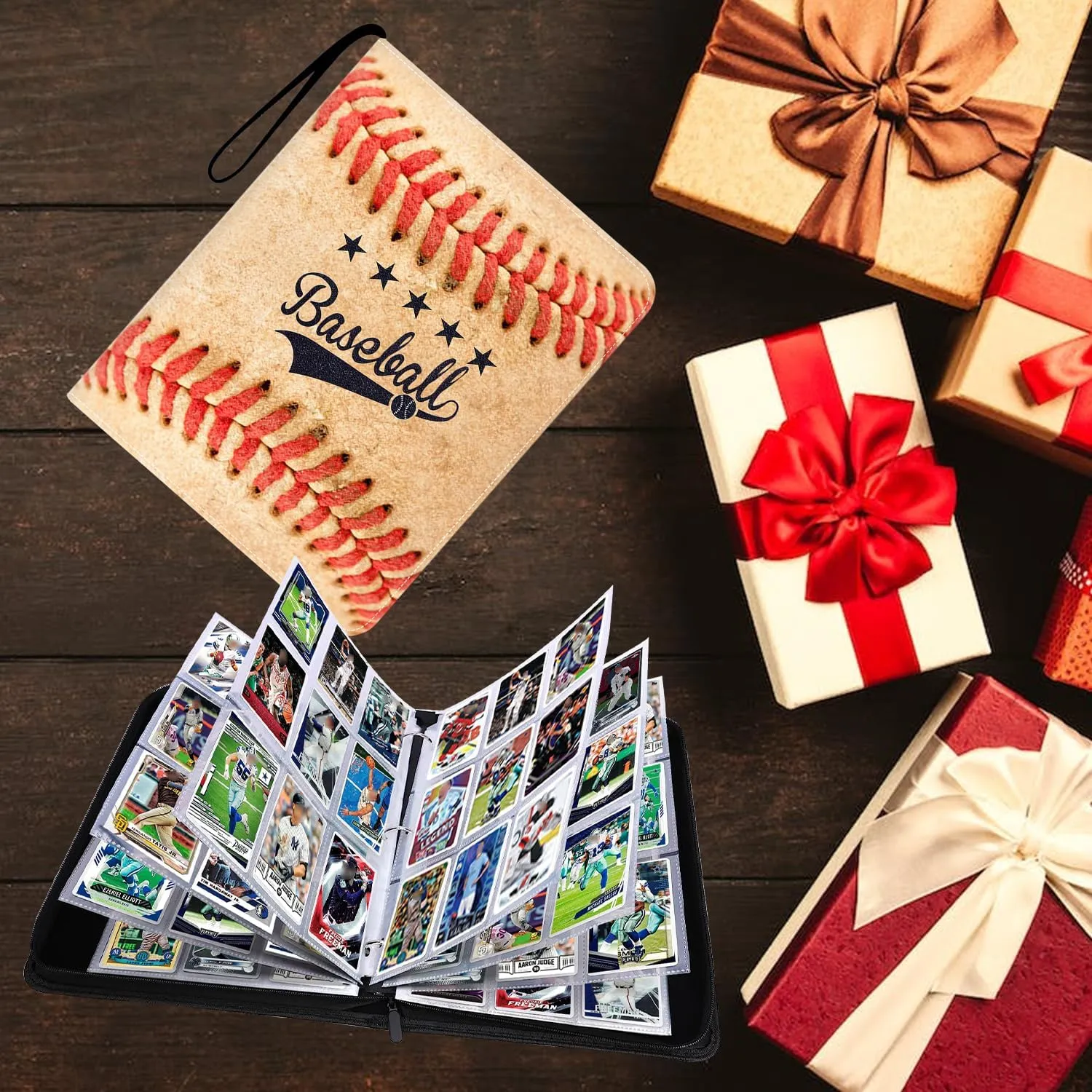 Baseball Card Binder with 900 Pockets, Sports Trading Card Binder, Collectible Trading Card Albums with 50 Pages Card Sleeves to Organize and Protect Baseball Trading Cards for Collectors