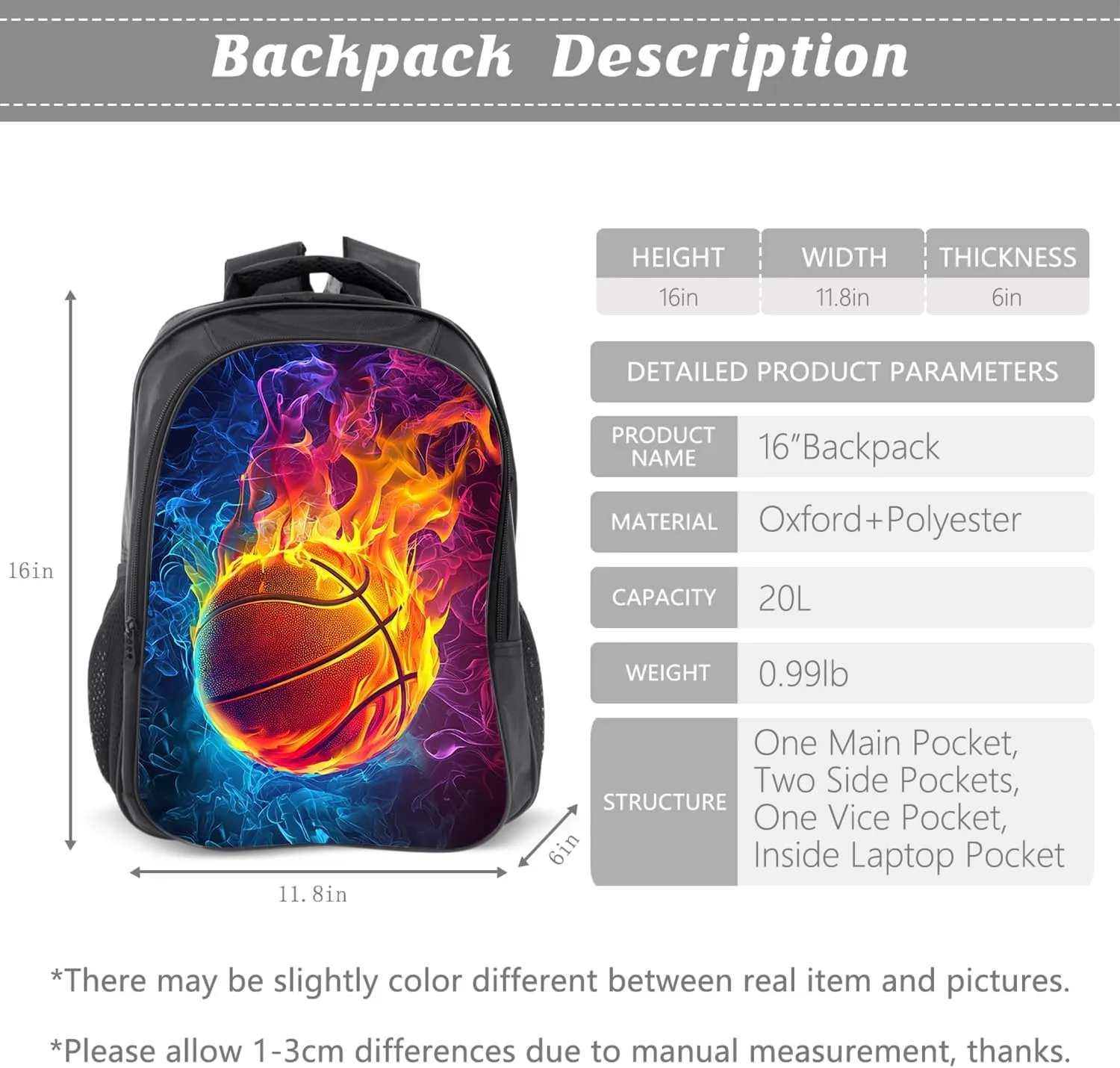 Basketball Backpack Kids Sports Bookbag 16inch Schoolbag With Lunch Box Bag And Pencil Case Set For Boys Girls