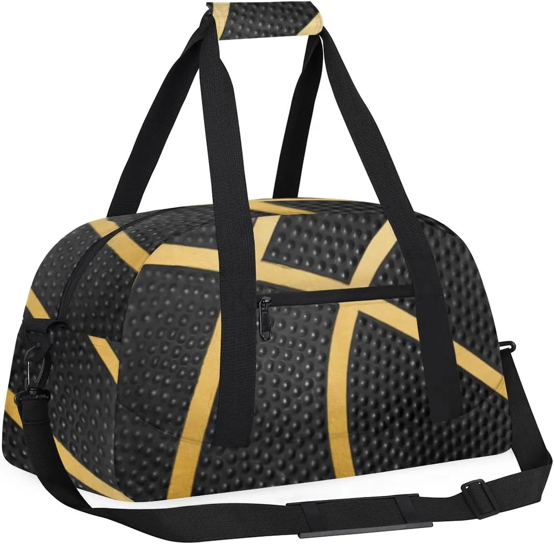 Basketball Textured Black Boys Girls Gym Bag Dance Perform Training Duffel Bags Weekender Carry-On Tote Luggage Bag Ideal for School Practice or Overnight Trips Basketball