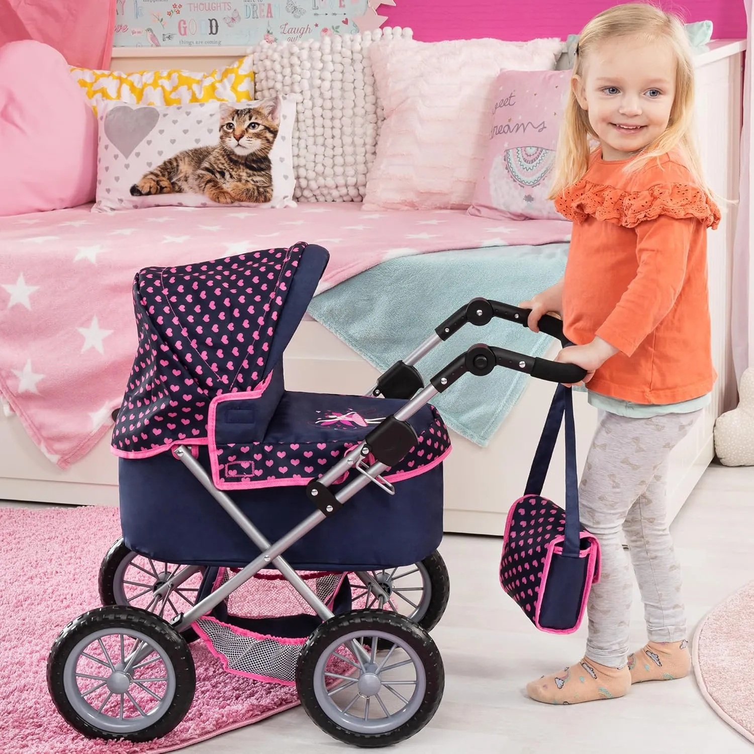 Bayer Design Baby Doll Trendy Pram Blue, Pink