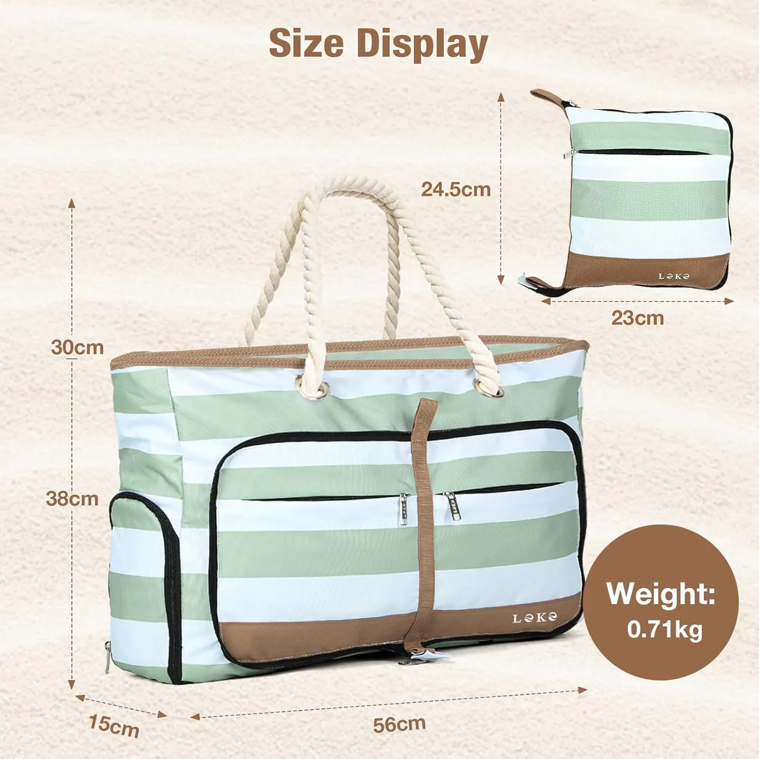 Beach Bag for Women - 35L Large Tote Bag, Waterproof & Sandproof, Zippered Carry On Bag for Pool, Beach & Travel