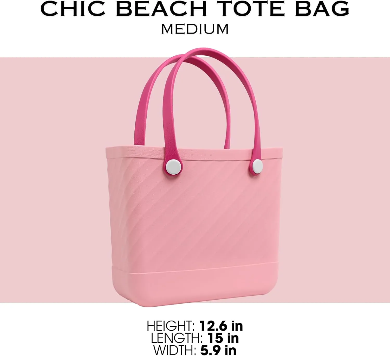 Beach Bag Rubber Tote No-holes Sandproof Waterproof Tote Bag with Zipper Pocket for Pool Boat Sports Getaway bag
