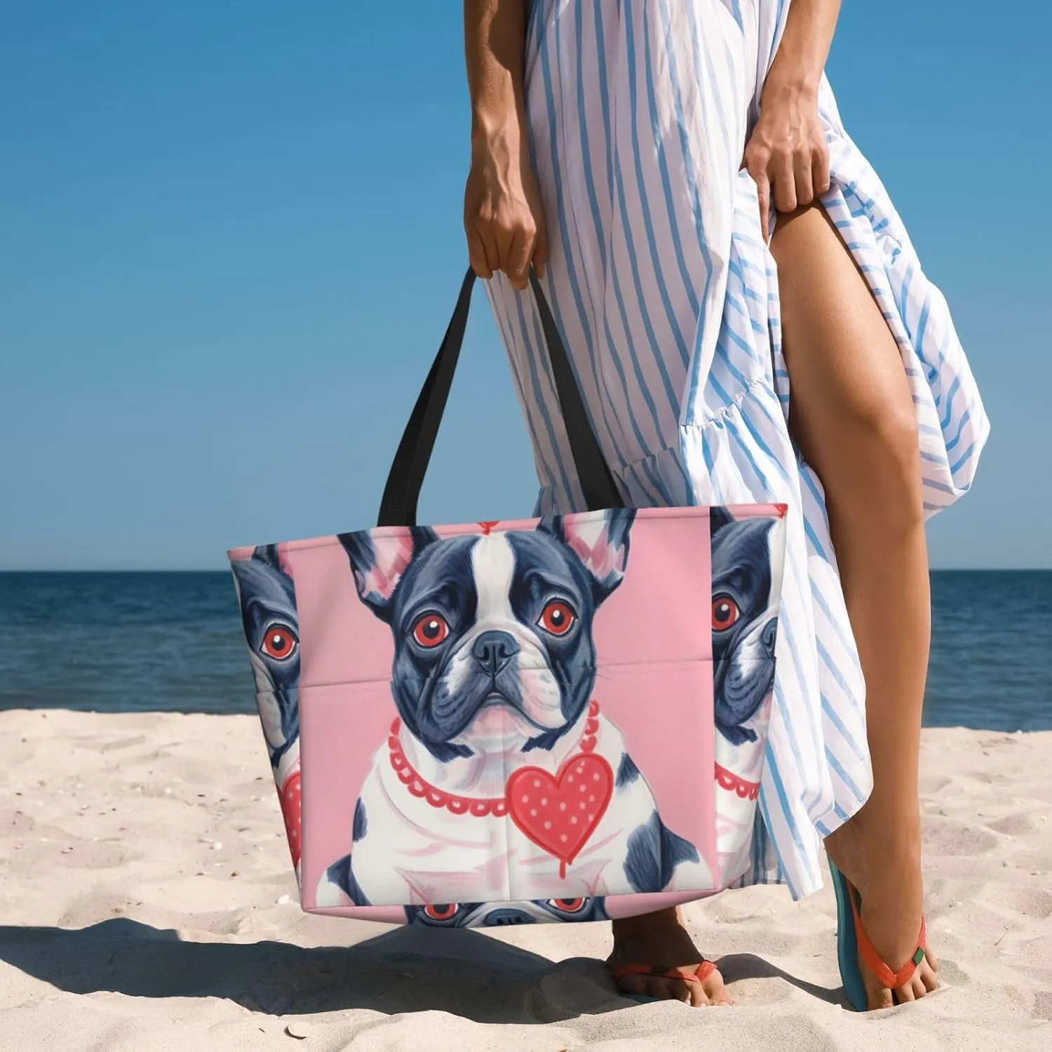 Beach Bag, Waterproof Sandproof Beach Tote Bag, Large Capacity Foldable for Women
