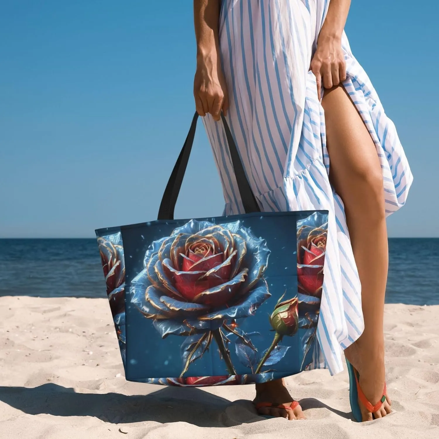 Beach Bags for Women Large Waterproof Sandproof Beach Tote Swim Pool Bag with Zipper for Travel Vacation