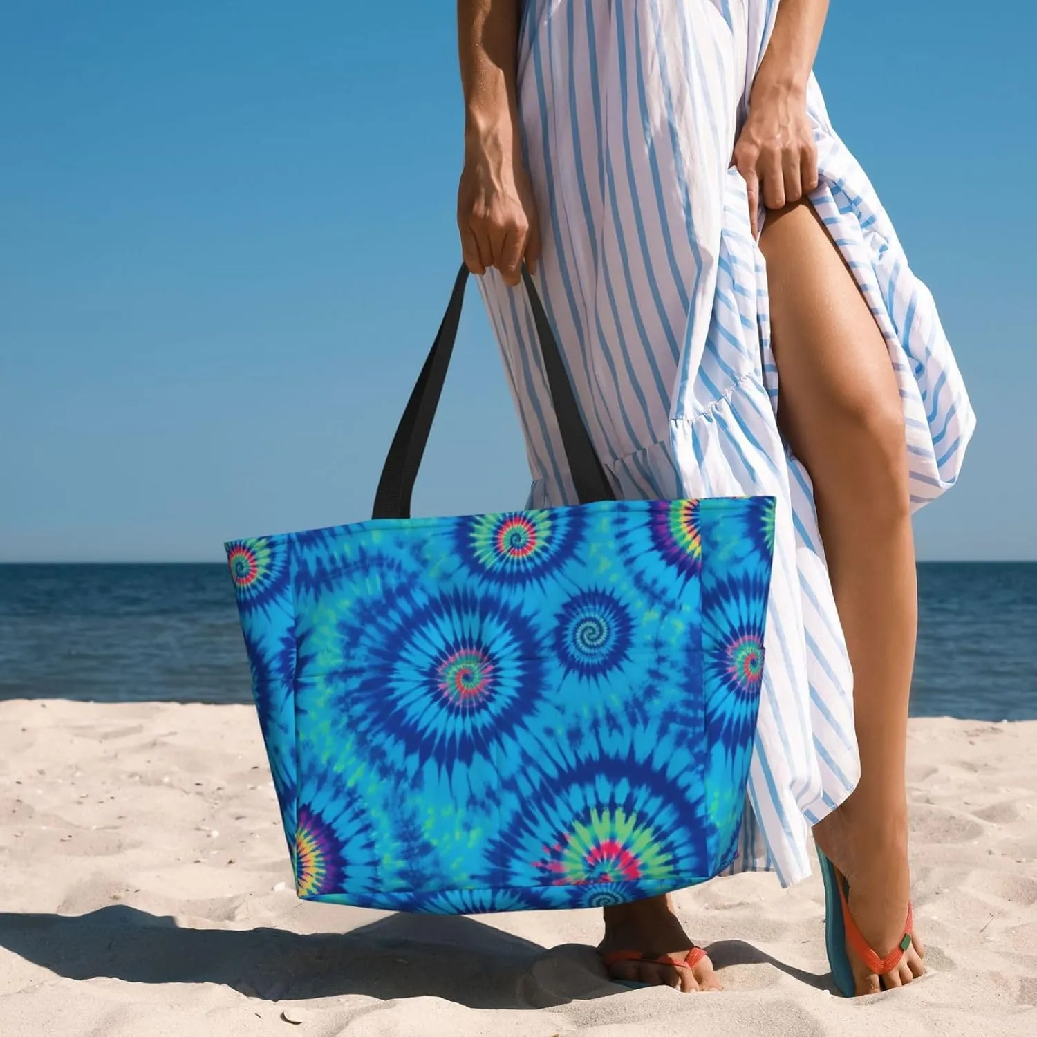 Beach Bags for Women Waterproof Sandproof Women Tote Bag, Large Beach Bag with Zipper for Gym Travel Vocation