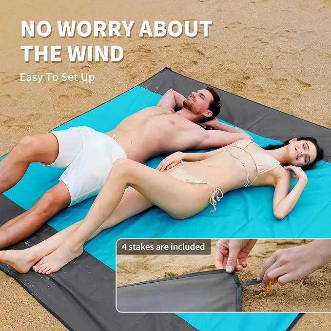 Beach Blanket, 108''*96''(274 * 243cm) Waterproof Sandproof Picnic Blankets for 4-6 Adults, Oversized Lightweight Beach Mat, Big & Compact Picnic Mat for Travel, Camping, Hiking, Beach