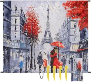 Beach Blanket, Eiffel Tower Sandproof Beach Mat, Waterproof Quick Drying Sand Free Mat with 4 x Ground Spikes for Outdoor Travel Camping Hiking, Sided Street 68 x 59 in