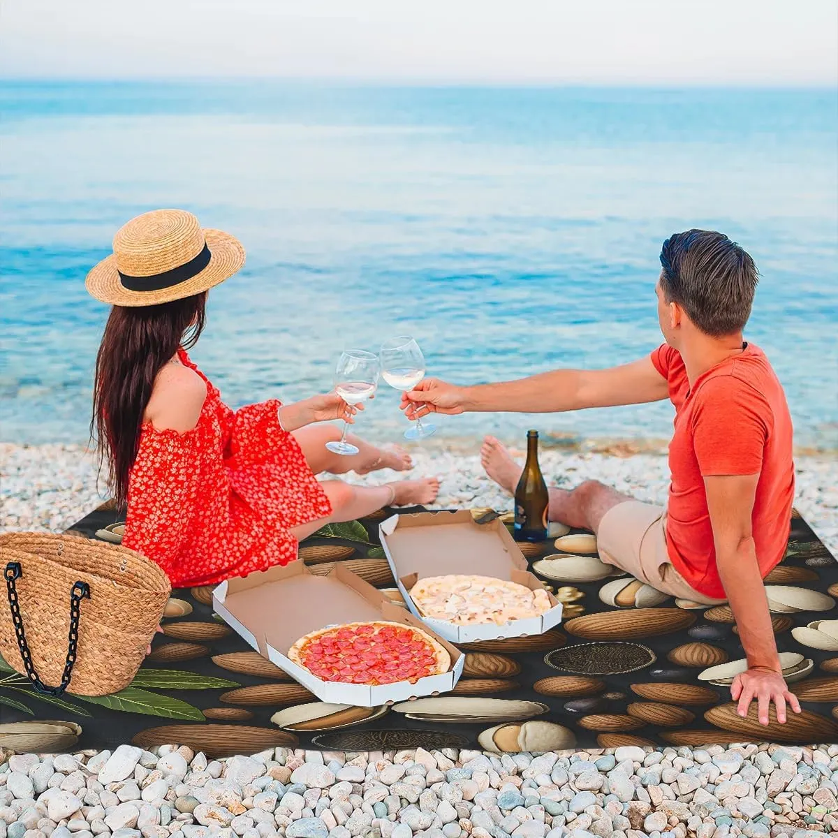 Beach Blanket, Nuts Sandproof Beach Mat, Waterproof Quick Drying Sand Free Mat with 4 x Ground Spikes for Outdoor Travel Camping Hiking, Colorful Nuts 68 x 59 in