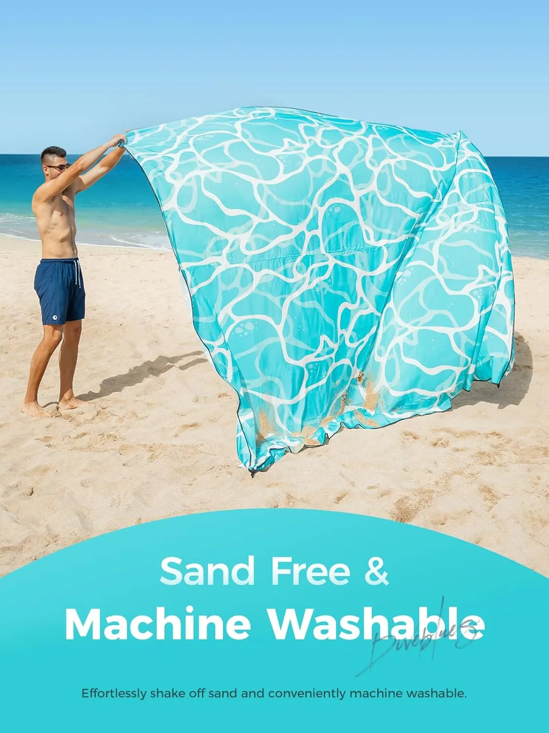 Beach Blanket Oversized Extra Large 110" * 118"/ 9 * 10 Ft,Beach Mat Waterproof Sandproof,Soft and Durable, Picnic Mat for Travel Camping, Beach Vacation,4 Stakes & 1 Travel Bag