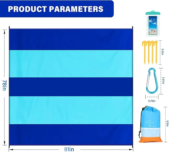 Beach Blanket Oversized Extra Large 78" X 81",Waterproof Sandproof Beach Blanket 1-7 Adults Lightweight Durable for Travel Camping Hiking Picnic