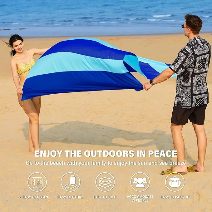 Beach Blanket Oversized Extra Large 78" X 81",Waterproof Sandproof Beach Blanket 1-7 Adults Lightweight Durable for Travel Camping Hiking Picnic