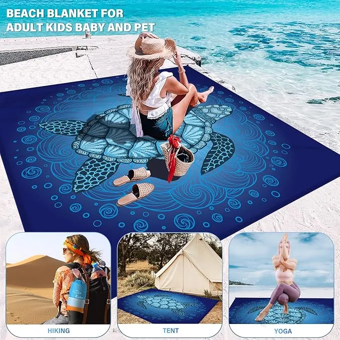 Beach Blanket Oversized Extra Large 78" X 81",Waterproof Sandproof Beach Blanket 1-7 Adults Lightweight Durable for Travel Camping Hiking Picnic