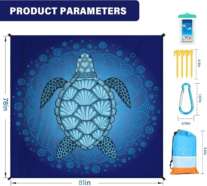Beach Blanket Oversized Extra Large 78" X 81",Waterproof Sandproof Beach Blanket 1-7 Adults Lightweight Durable for Travel Camping Hiking Picnic