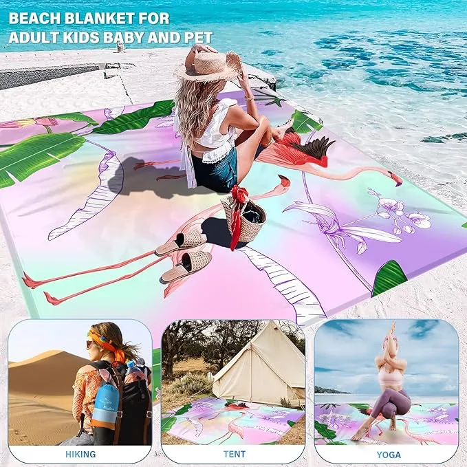 Beach Blanket Oversized Extra Large 78" X 81",Waterproof Sandproof Beach Blanket 1-7 Adults Lightweight Durable for Travel Camping Hiking Picnic