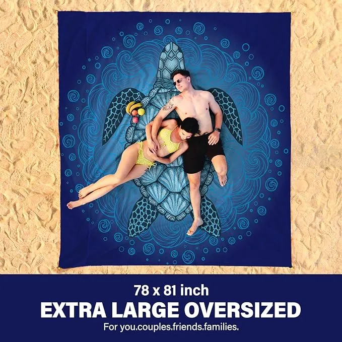 Beach Blanket Oversized Extra Large 78" X 81",Waterproof Sandproof Beach Blanket 1-7 Adults Lightweight Durable for Travel Camping Hiking Picnic