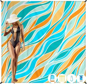 Beach Blanket Oversized Extra Large 78" X 81",Waterproof Sandproof Beach Blanket 1-7 Adults Lightweight Durable for Travel Camping Hiking Picnic