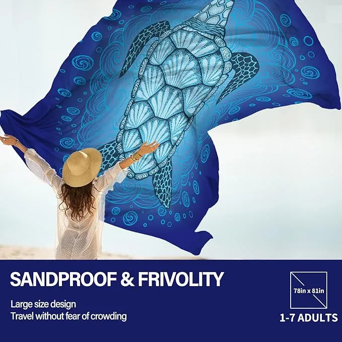 Beach Blanket Oversized Extra Large 78" X 81",Waterproof Sandproof Beach Blanket 1-7 Adults Lightweight Durable for Travel Camping Hiking Picnic