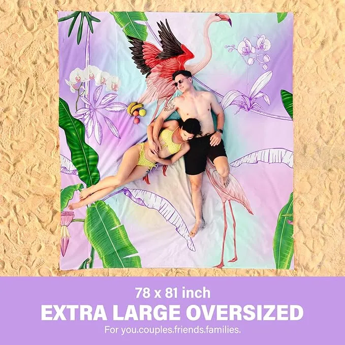 Beach Blanket Oversized Extra Large 78" X 81",Waterproof Sandproof Beach Blanket 1-7 Adults Lightweight Durable for Travel Camping Hiking Picnic